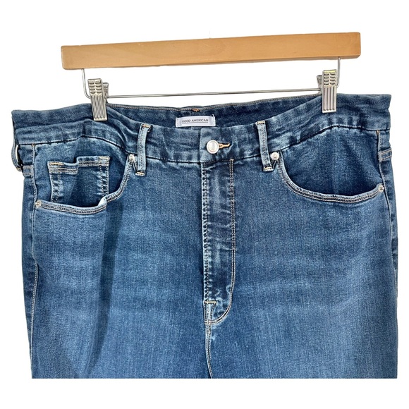 Good American Good Legs Crop High Rise Skinny Jeans Distressed Blue 345 Size 20 - Picture 5 of 13